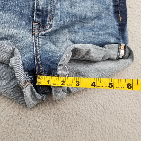 ONE x One Teaspoon Denim Shorts Womens Harlets High Rise Twisted Cuff Hem Sz 24 - Picture 11 of 13